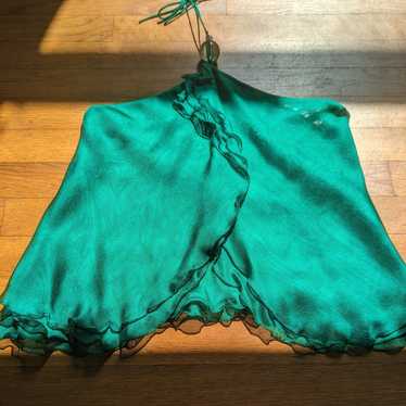 Emporio Armani 100% silk emerald green ruffled top