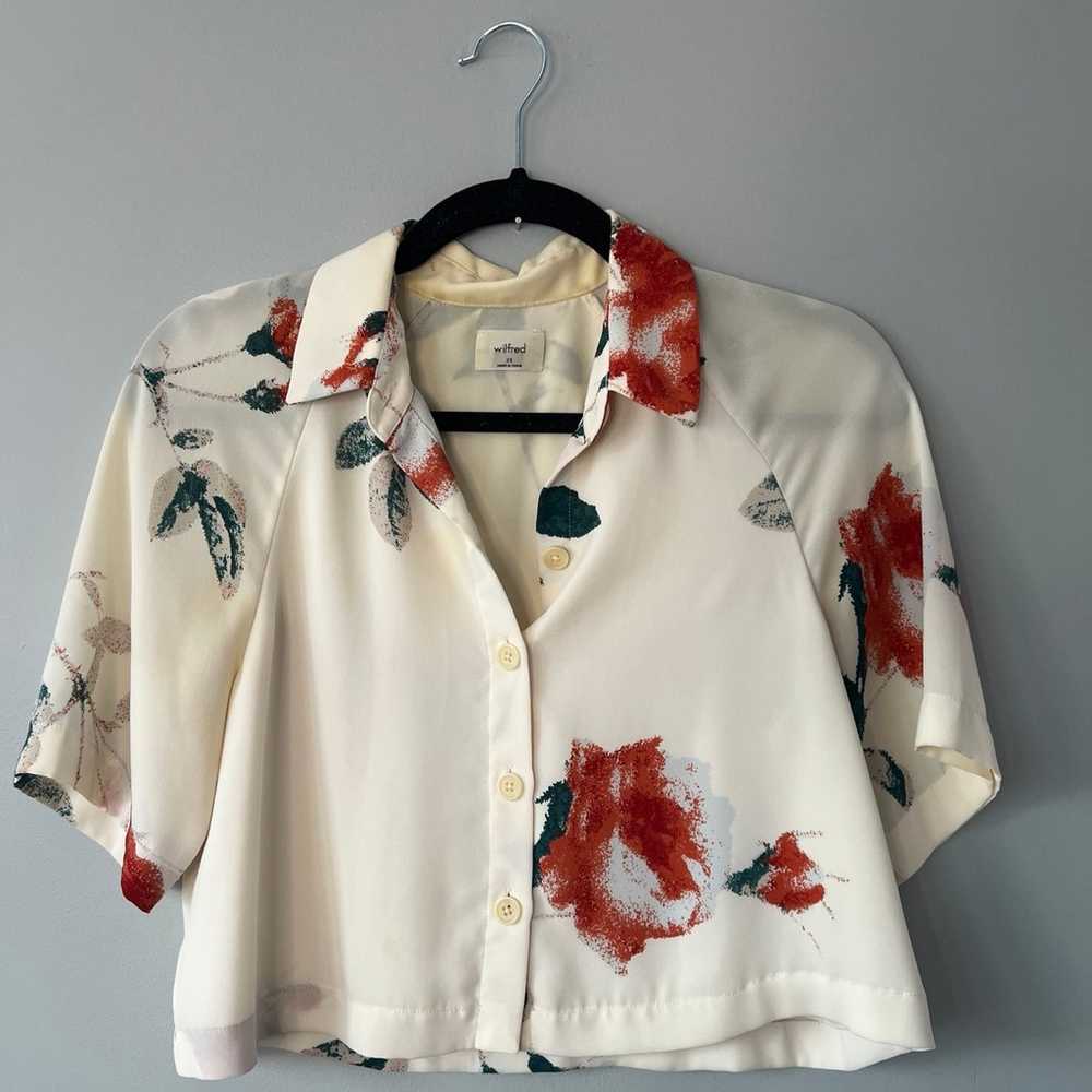 Aritzia floral cropped boxy blouse - image 2