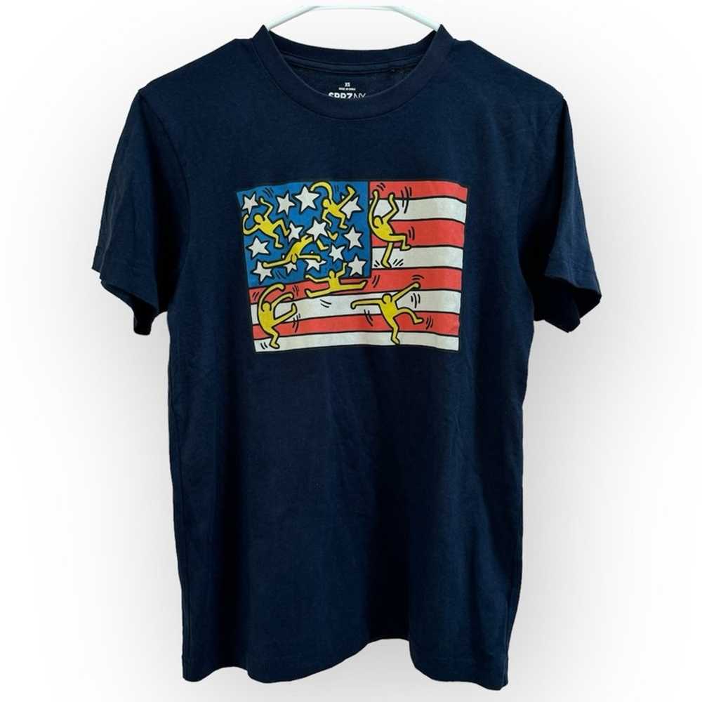 Keith Haring American Flag Pop Art T-Shirt 100% C… - image 12