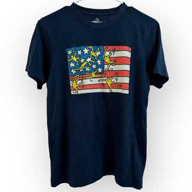 Keith Haring American Flag Pop Art T-Shirt 100% C… - image 1