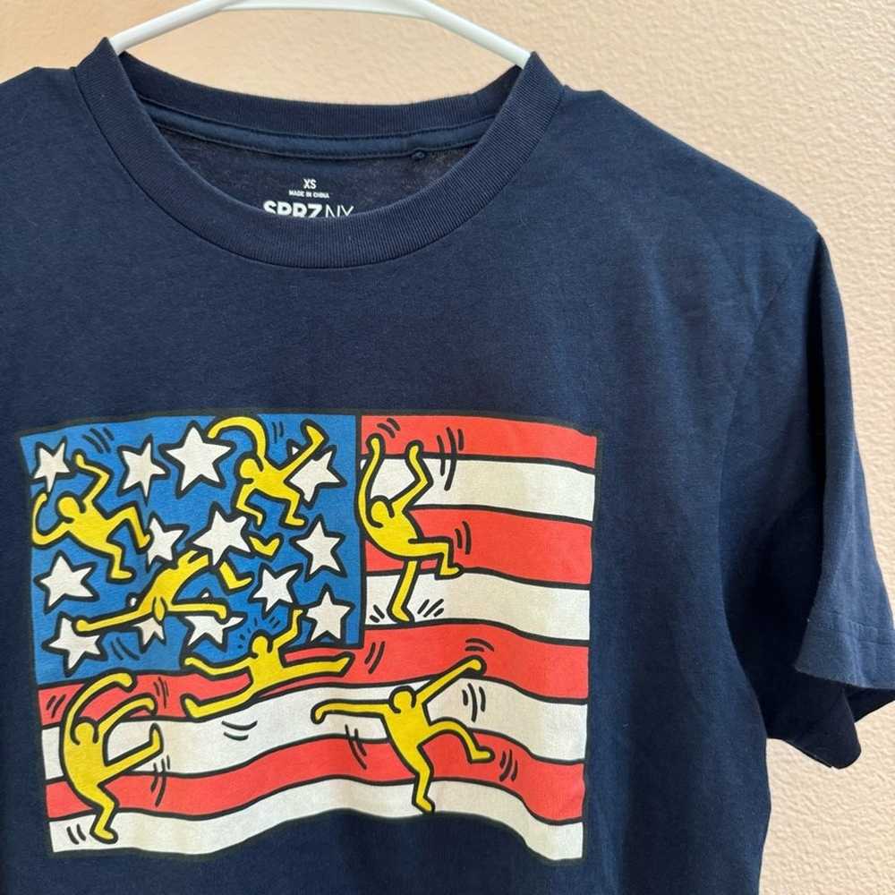 Keith Haring American Flag Pop Art T-Shirt 100% C… - image 5