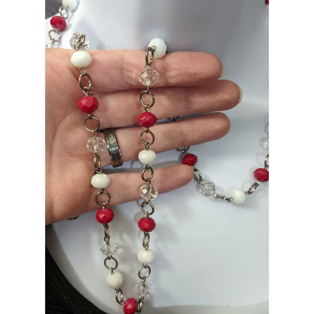 Other Red White And Clear Faceted Bead Necklace - image 2