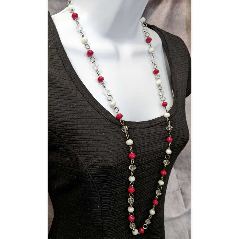 Other Red White And Clear Faceted Bead Necklace - image 3