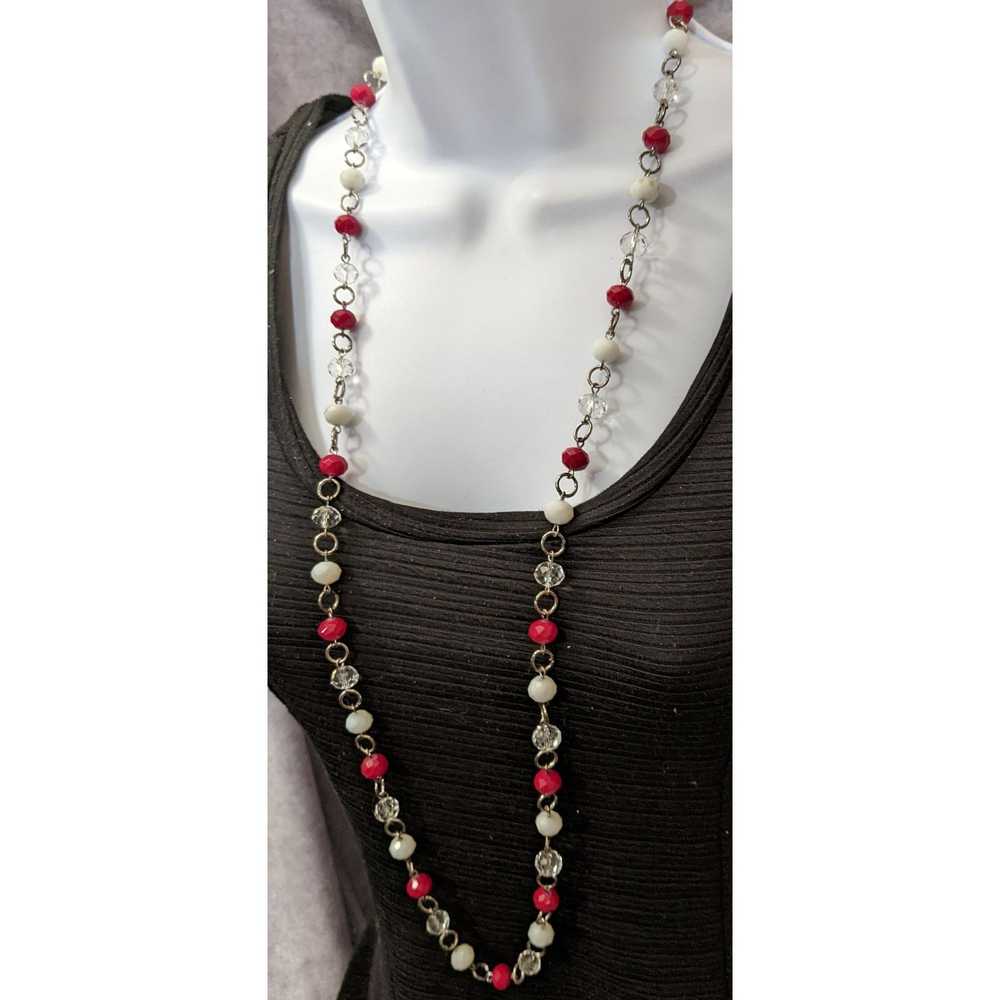 Other Red White And Clear Faceted Bead Necklace - image 4