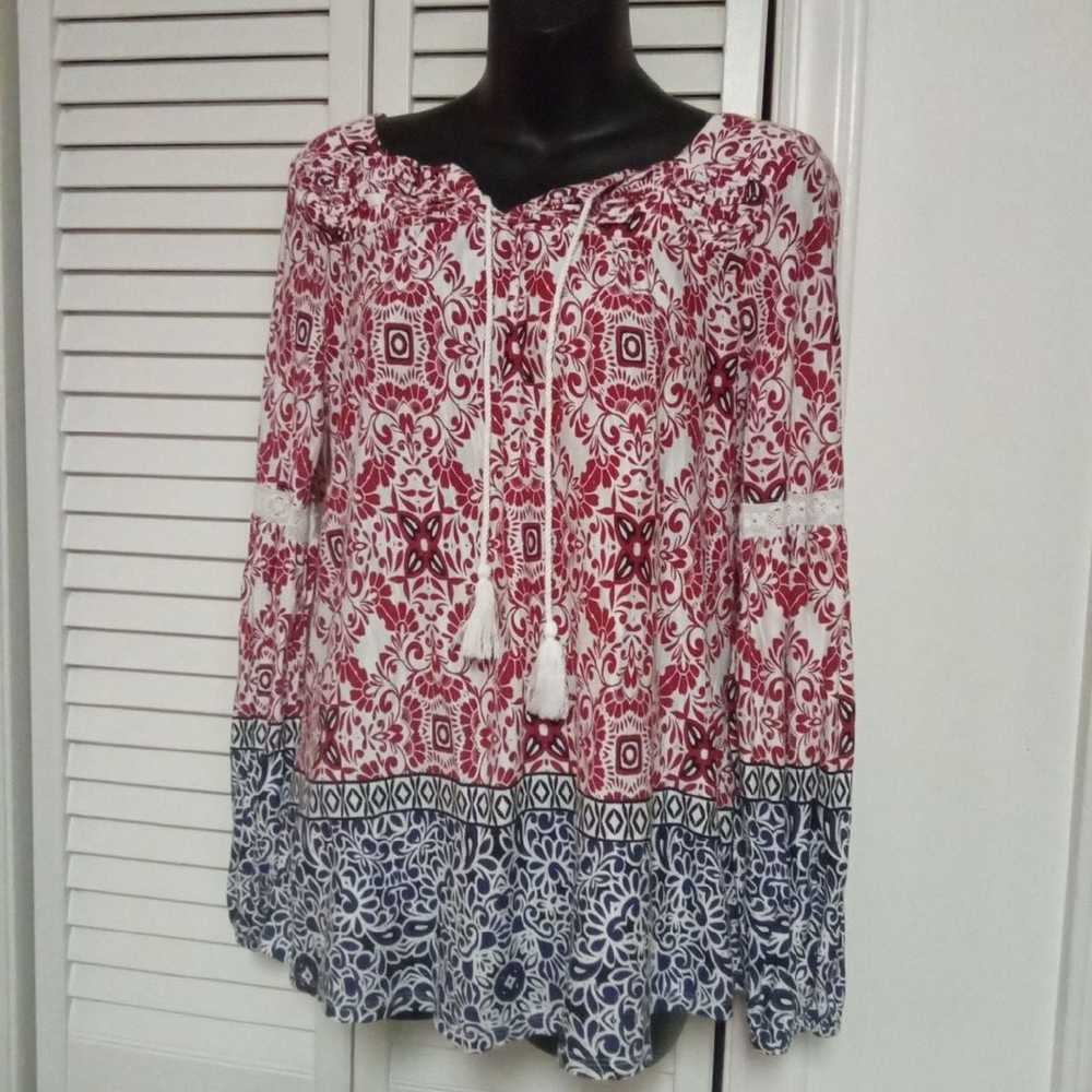 Womens Vintage America Boho Style Peasant Blouse - image 1