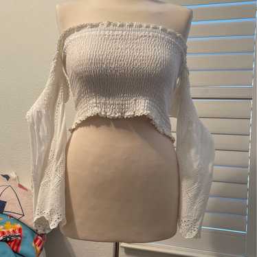 Off shoulder white crop top - image 1