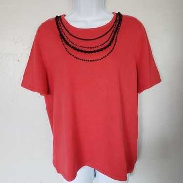 Alfred Dunner Red Short Sleeve Top Faux - image 1