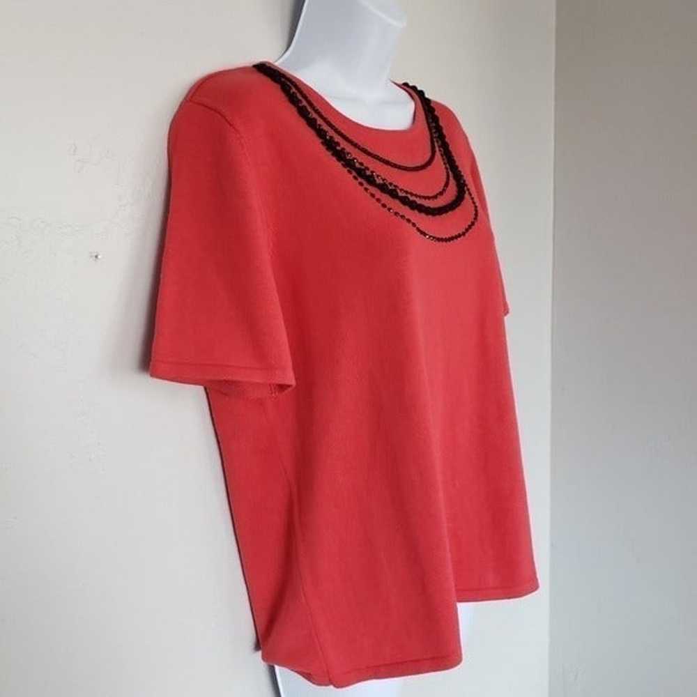 Alfred Dunner Red Short Sleeve Top Faux - image 3