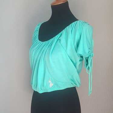 Vintage Baby Phat Mint Green Bubble Hem Crop Top … - image 1