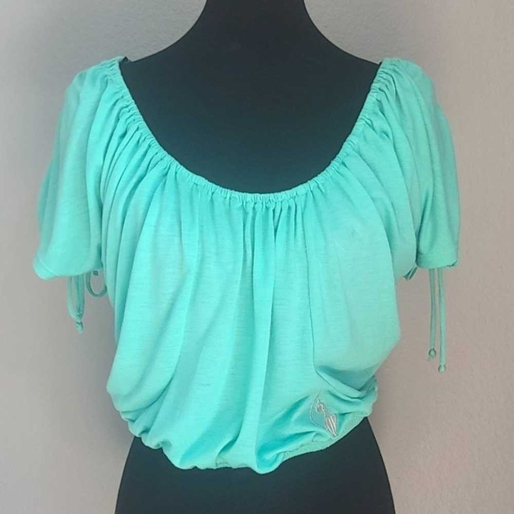 Vintage Baby Phat Mint Green Bubble Hem Crop Top … - image 4