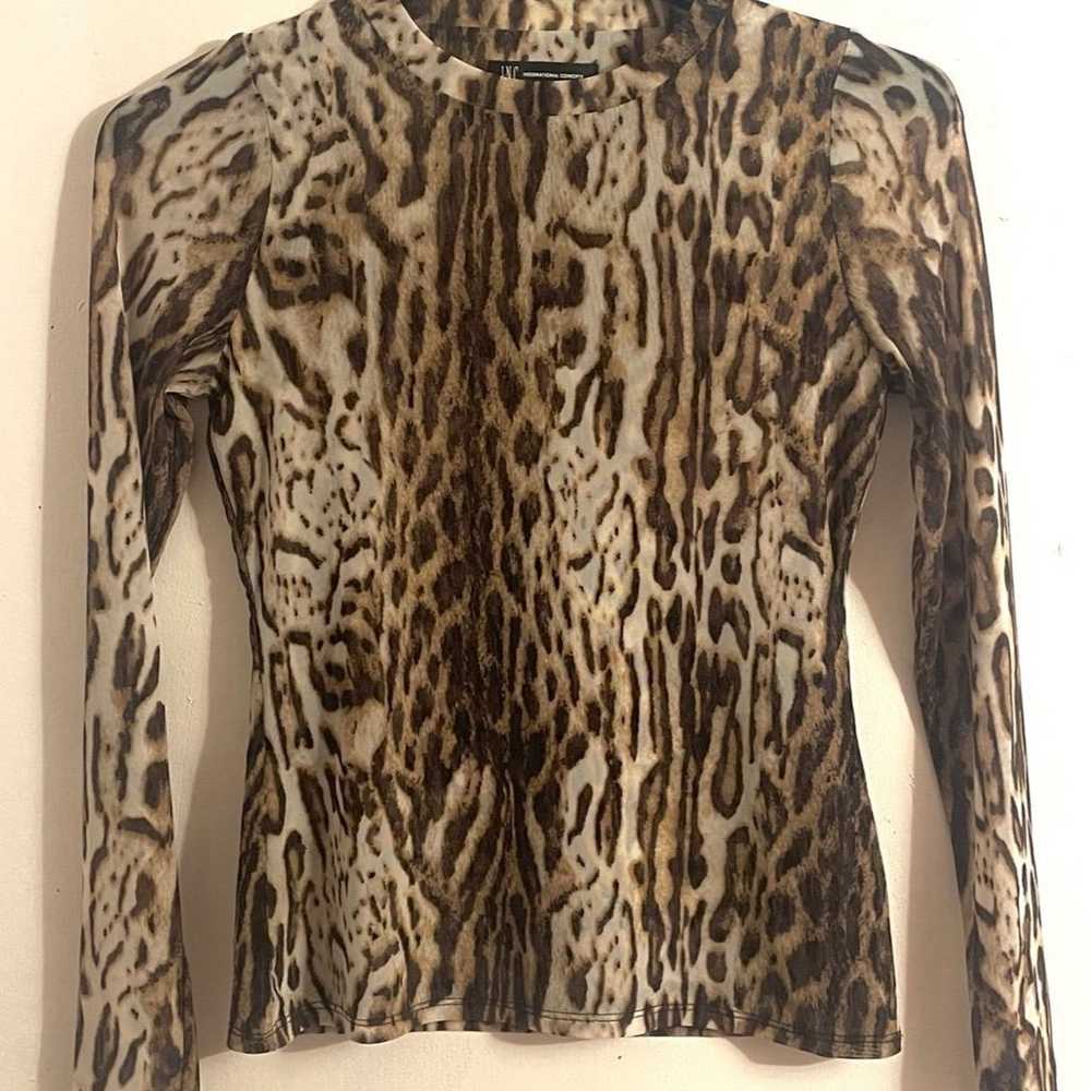 Leopard Print Mesh Top - image 1