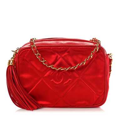 CHANEL Satin Quilted CC Tassel Camera Case Red - image 1