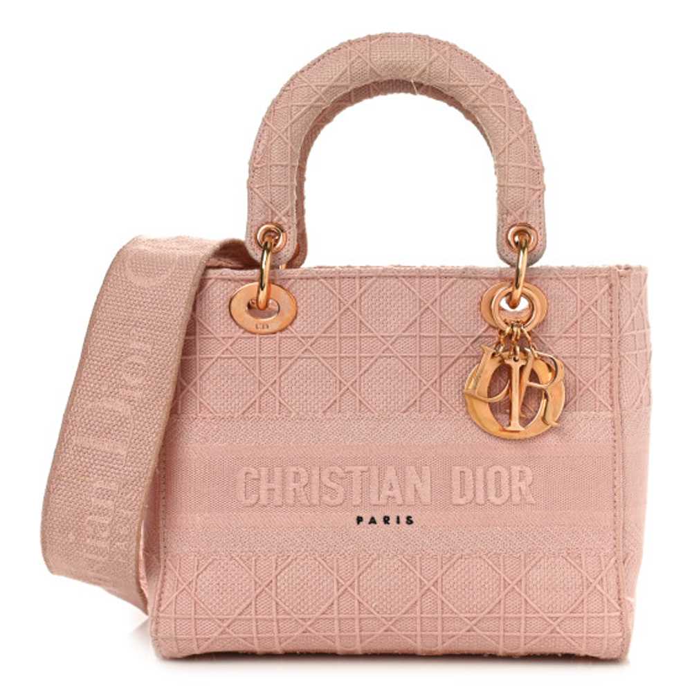 CHRISTIAN DIOR Canvas Embroidered Cannage Medium … - image 1