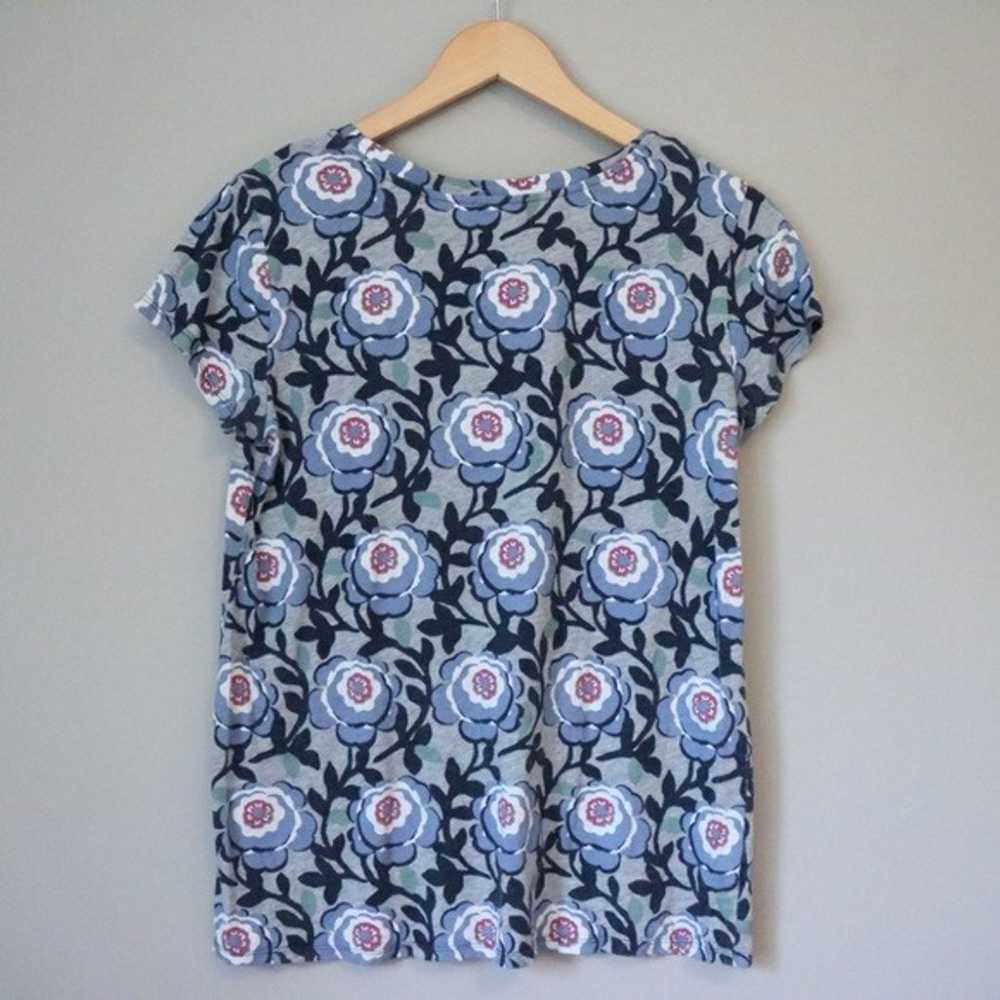 Loft Grey & Blue Floral Short Sleeve Tee Shirt - image 3