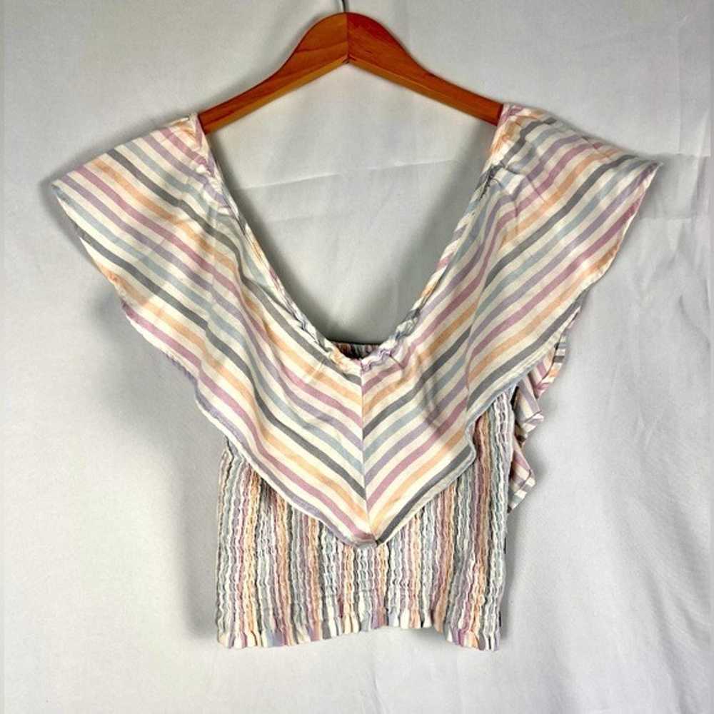 Vintage Havana Pastel Striped Shirred Waist Ruffl… - image 1