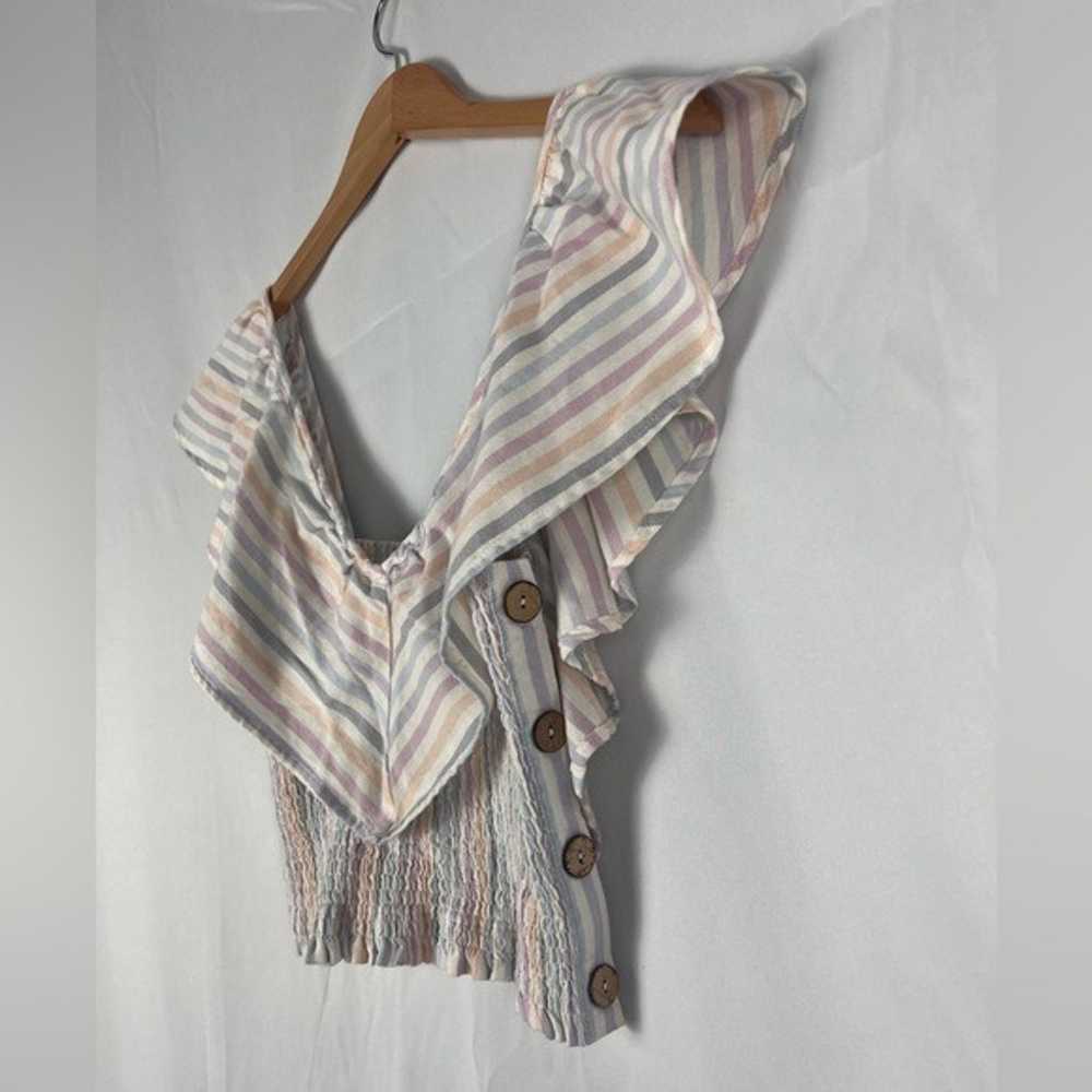 Vintage Havana Pastel Striped Shirred Waist Ruffl… - image 3