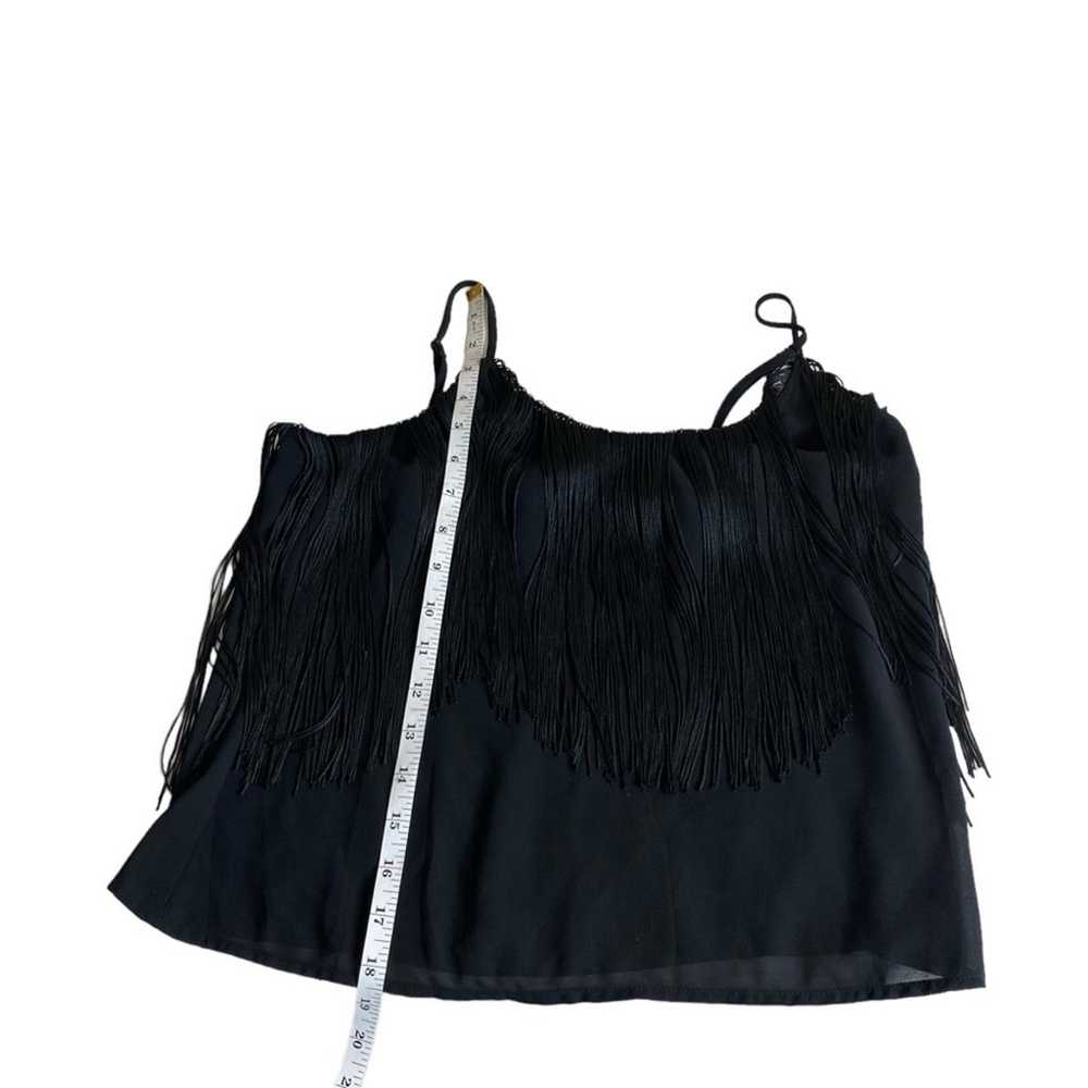 Wet Seal Vintage Y2K Black Fringe Tank Top Women’… - image 4