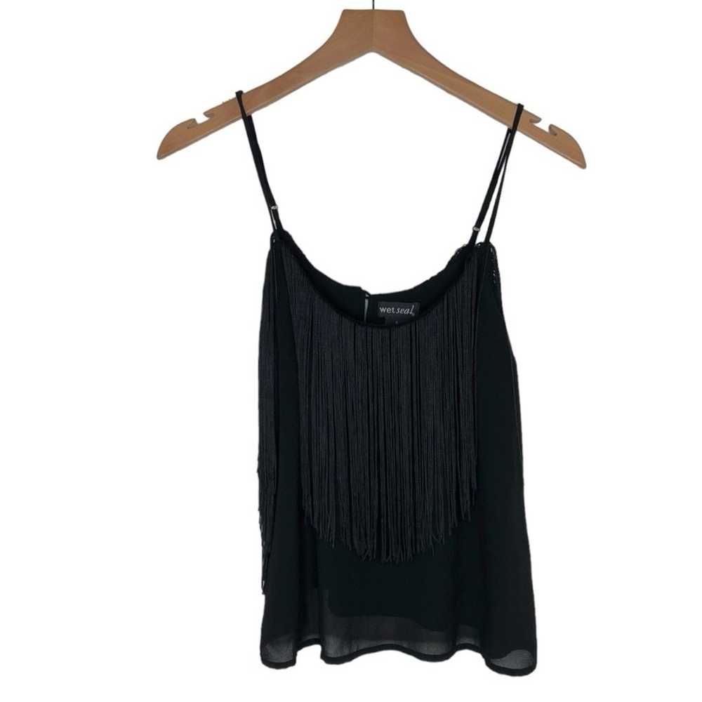 Wet Seal Vintage Y2K Black Fringe Tank Top Women’… - image 7