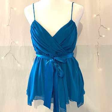 Allen by A.B.S Y2K Vintage Flowy Blue Silky Tank … - image 1