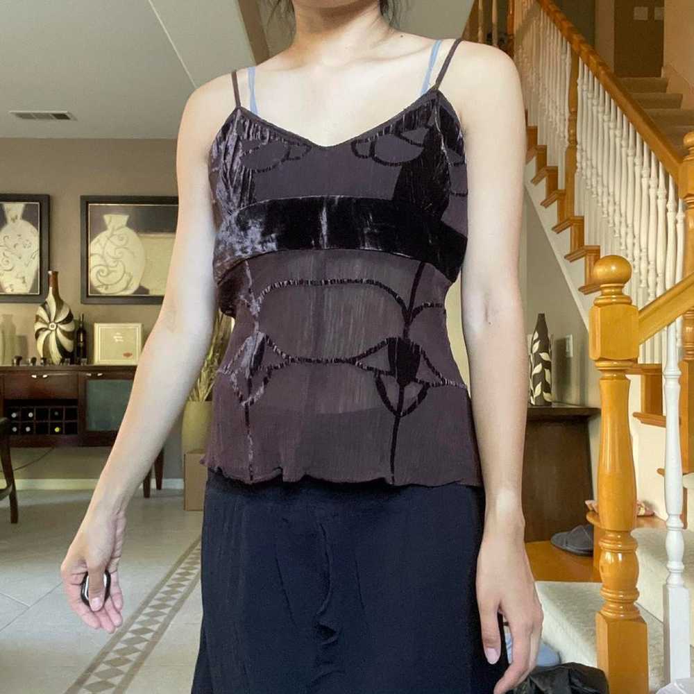 vintage y2k brown sheer babydoll tank - image 1