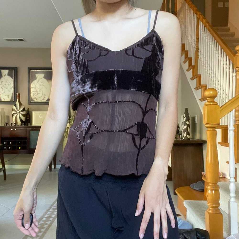 vintage y2k brown sheer babydoll tank - image 2