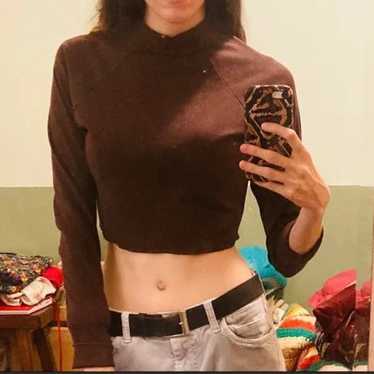 90s/Y2K Vintage Brown Turtleneck Crop