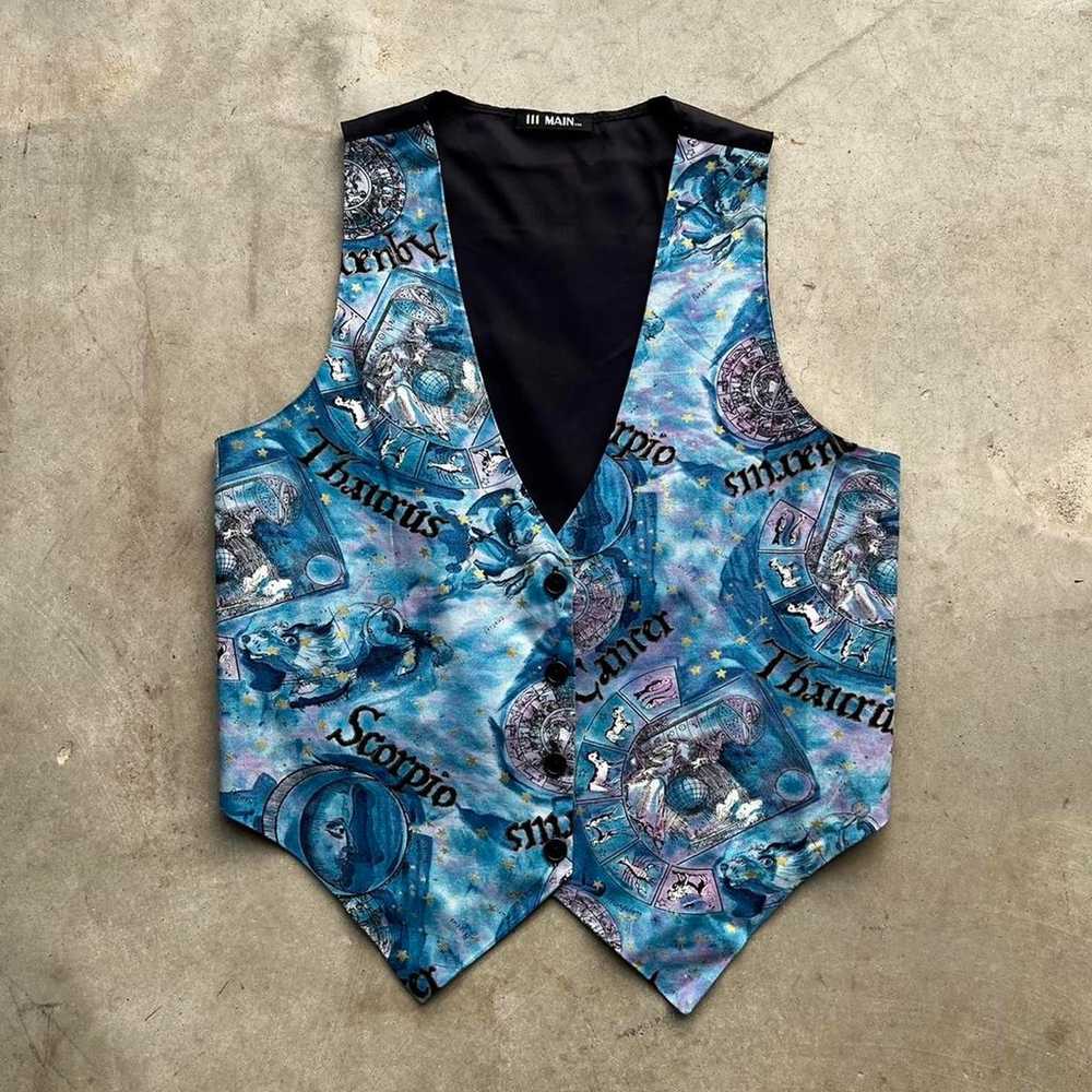 Vintage 90s Astrology Zodiac Patterned Vest - image 1