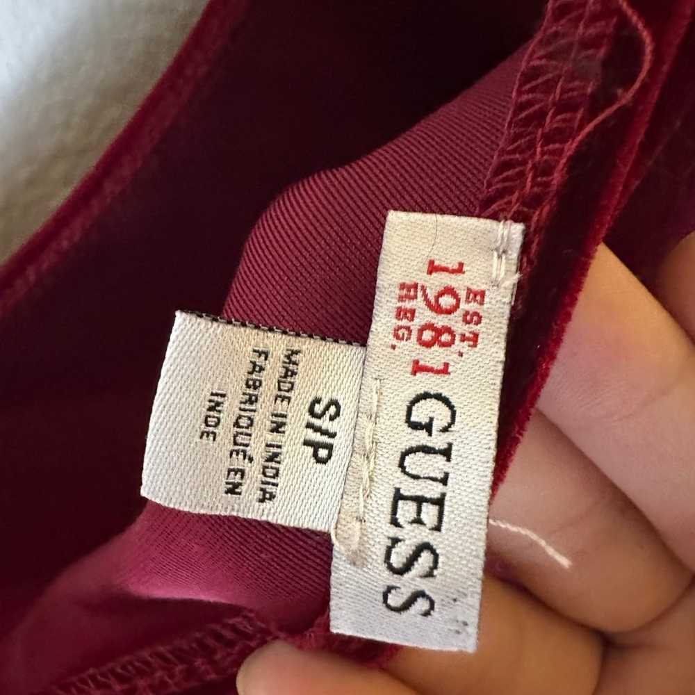 Vintage GUESS velvet burgundy bodysuit - image 2