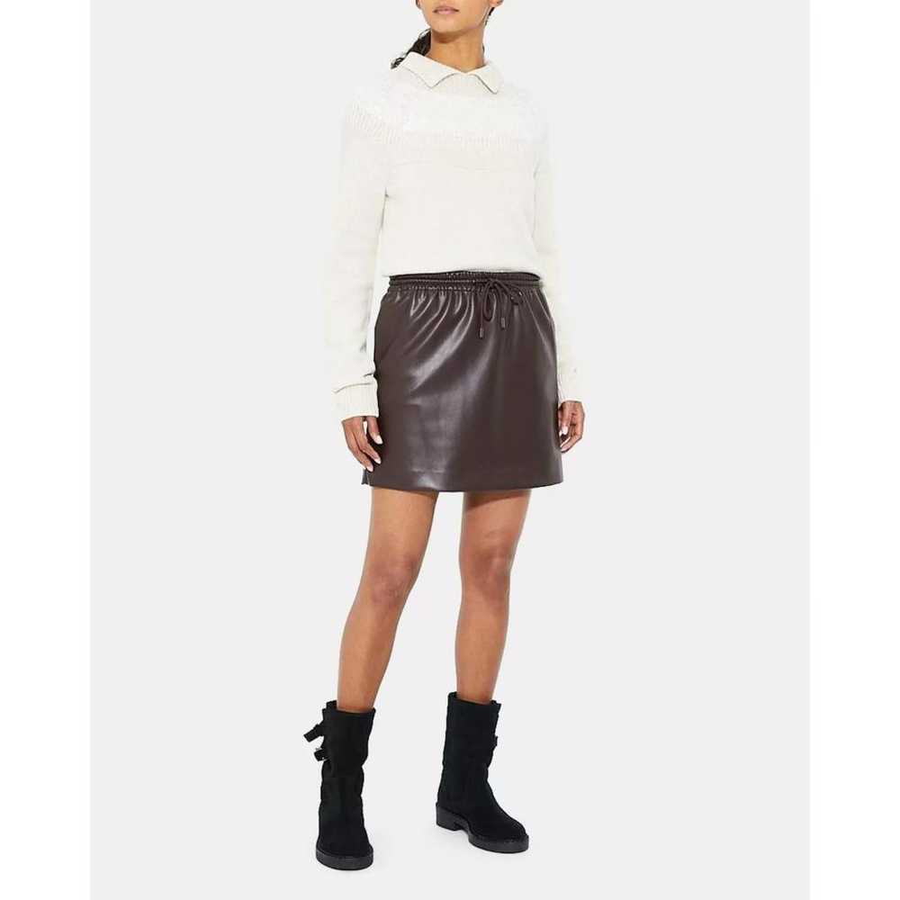 Theory Vegan leather mini skirt - image 2