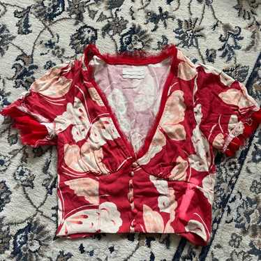 Red Floral Urban Outfitters Blouse