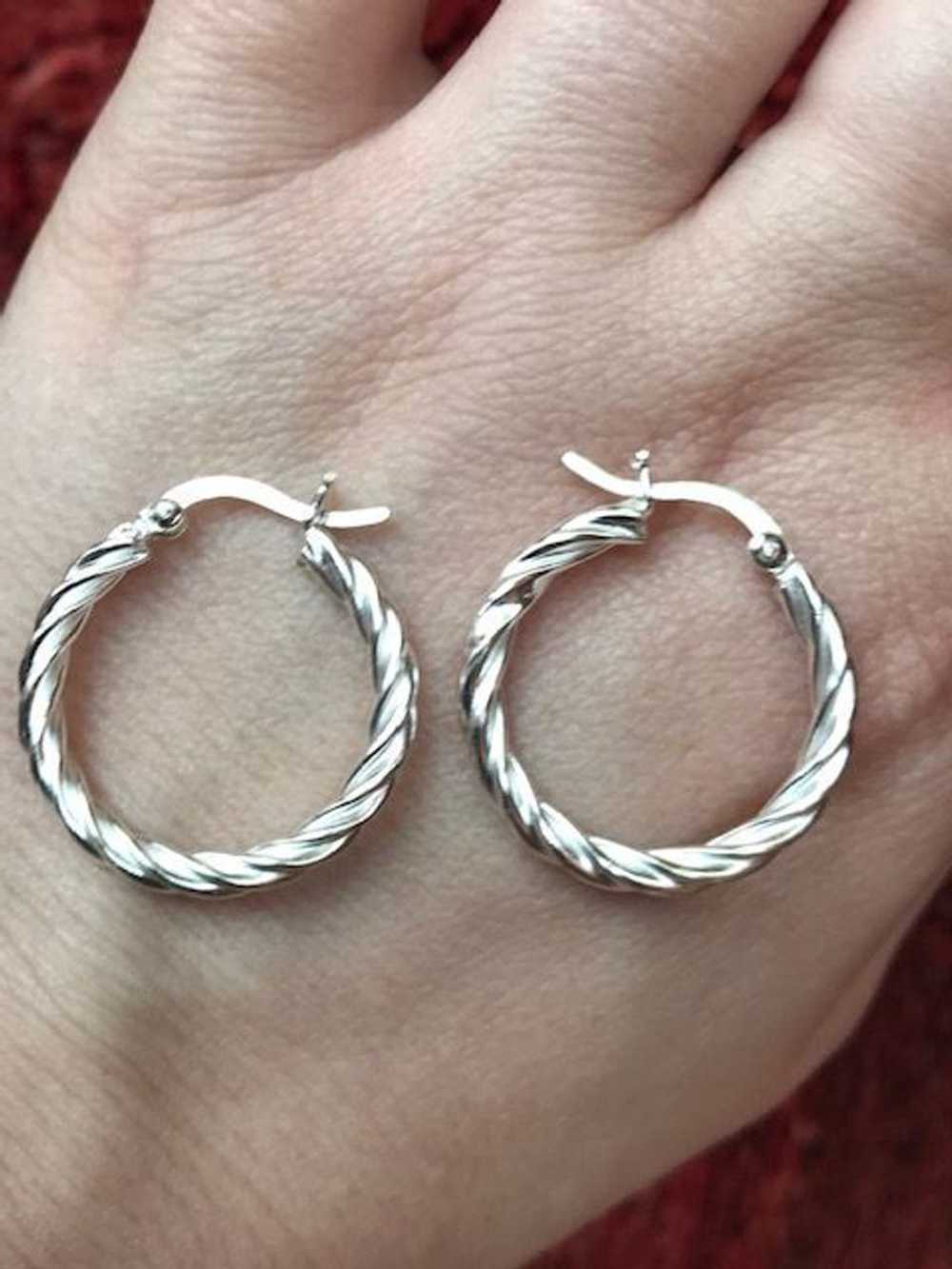 Unknown Silver Sterling silver rope twist earring… - image 2