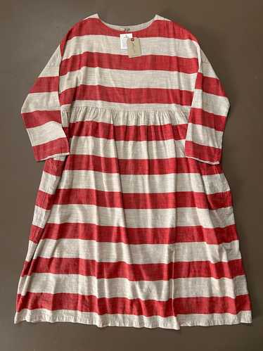 Ichi Antiquités Cotton Linen Slub Stripe Dress (On