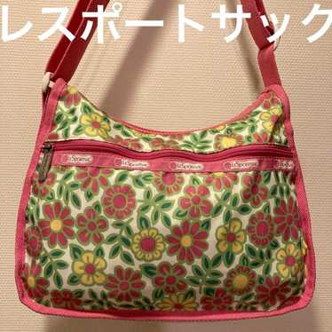 LeSportsac Shoulder Bag Flower Pattern Light Gree… - image 1