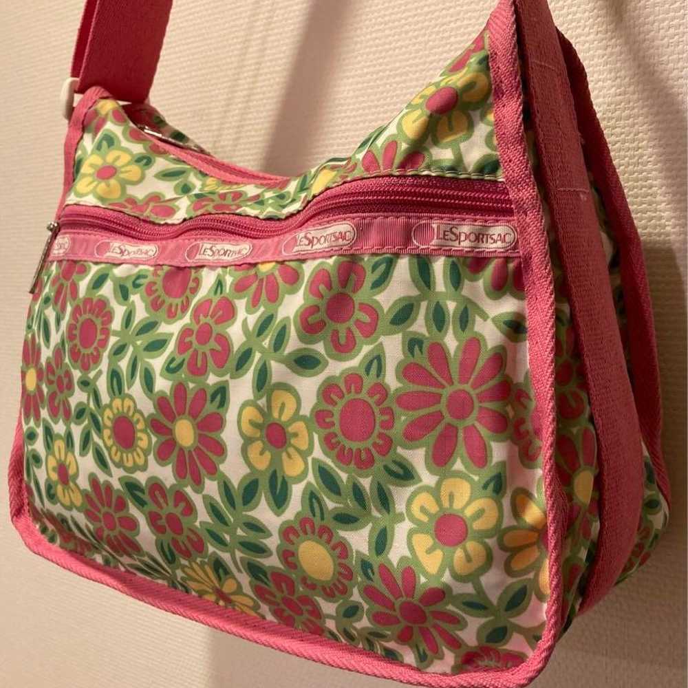 LeSportsac Shoulder Bag Flower Pattern Light Gree… - image 2