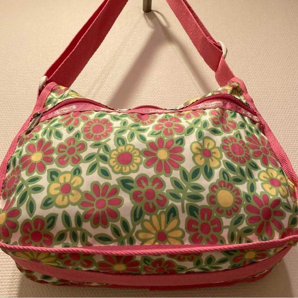 LeSportsac Shoulder Bag Flower Pattern Light Gree… - image 4