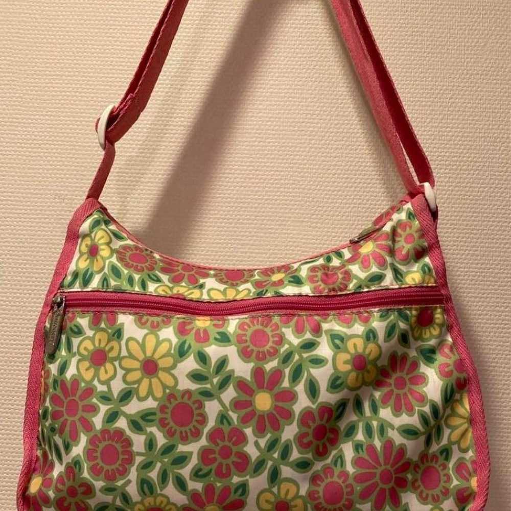 LeSportsac Shoulder Bag Flower Pattern Light Gree… - image 5