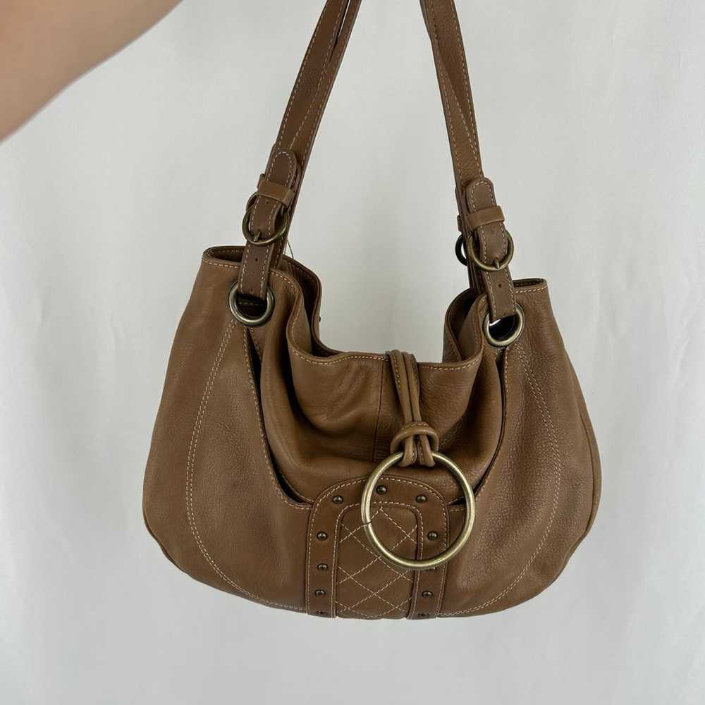 Vintage Y2K Luce Brown Genuine Leather Shoulder B… - image 1