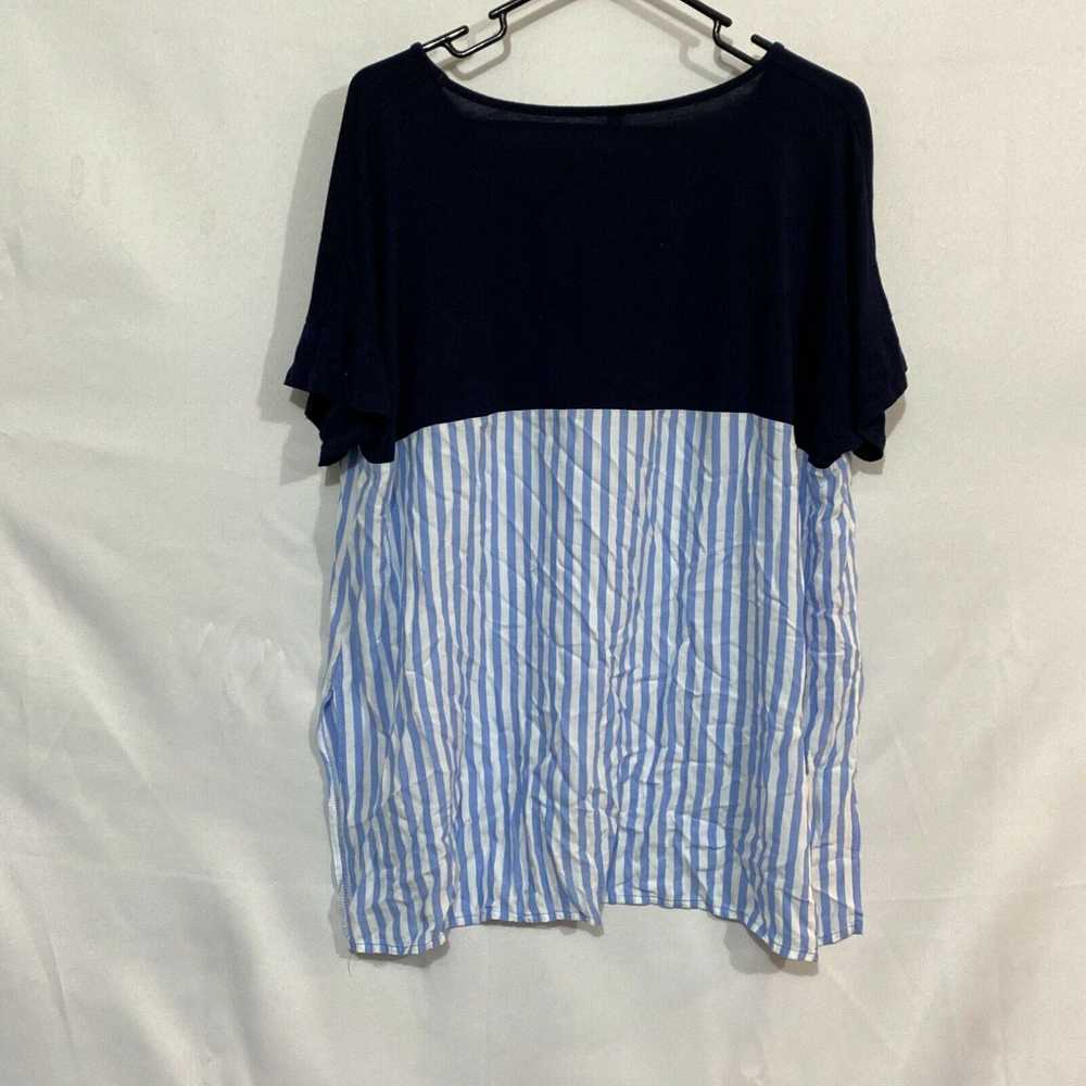 Vintage Sun N Moon Womens Blue Striped Short Slee… - image 2