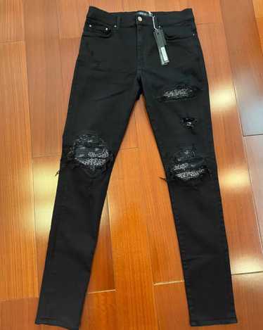 Amiri AMIRI Black MX1 Red Cashew Flower Jeans - image 1