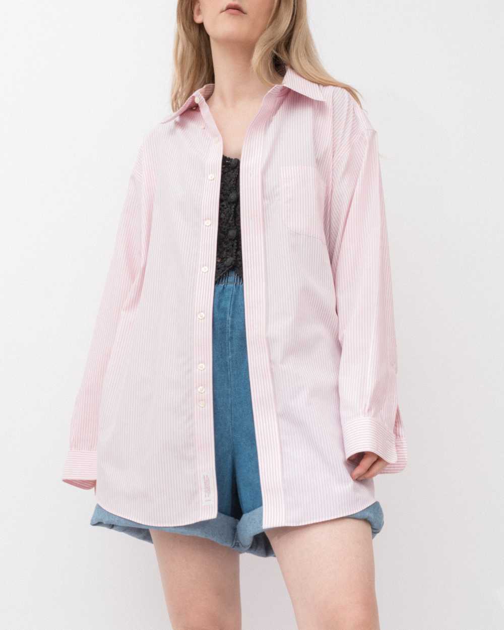 Vintage Pink + White Striped Boyfriend Shirt (S-L) - image 1