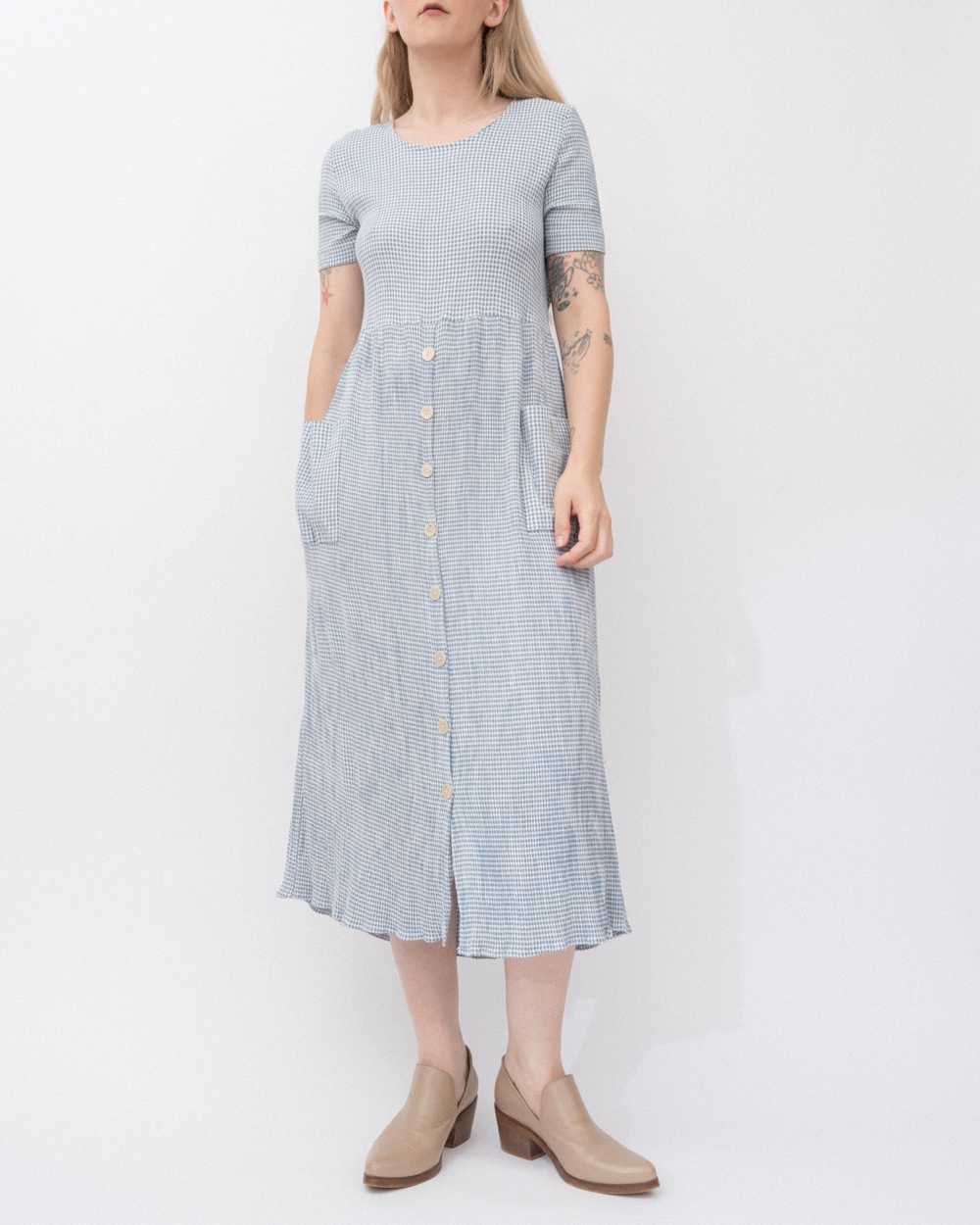 Vintage Gingham Seersucker Dress (S/M) - image 3