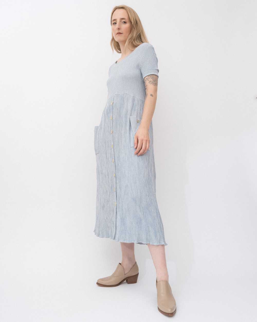 Vintage Gingham Seersucker Dress (S/M) - image 5