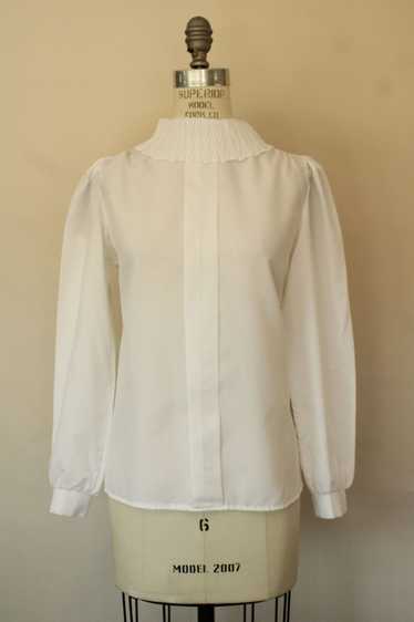 Vintage 1980s White Shirt with Ruffle Collar