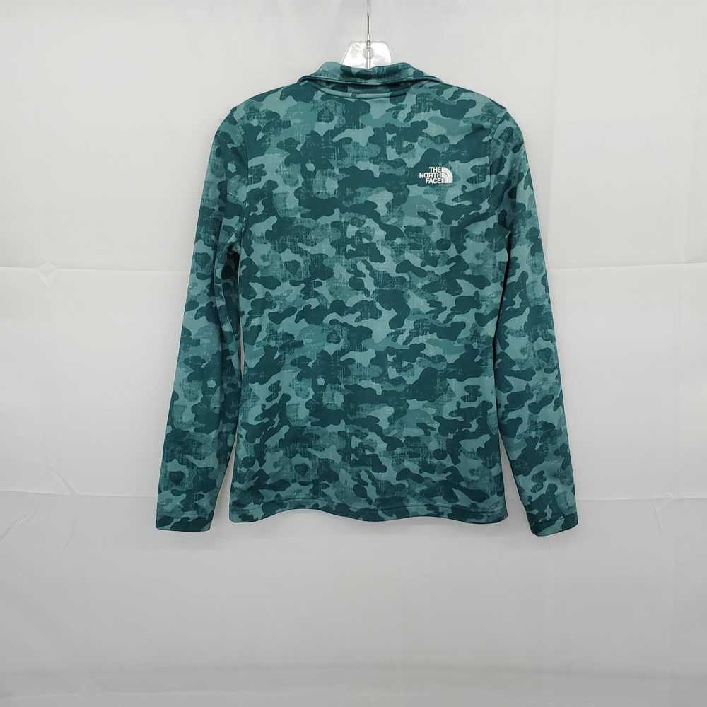 The North Face Teal Camo Patterned Half Zip Pullo… - image 2