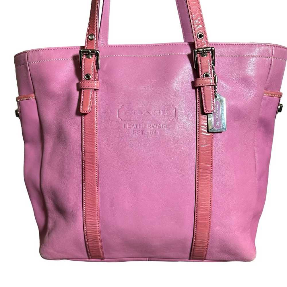 Coach #M04Q-5787 2 tone Pink leather tote handbag… - image 2