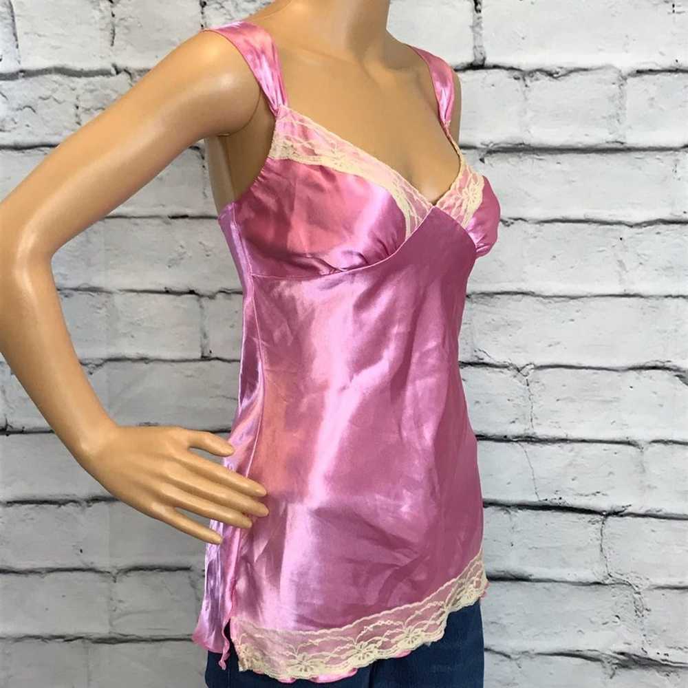 Vintage Y2K Pink Satin Lace Cami Top - image 2