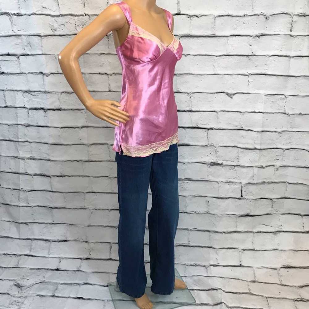 Vintage Y2K Pink Satin Lace Cami Top - image 3