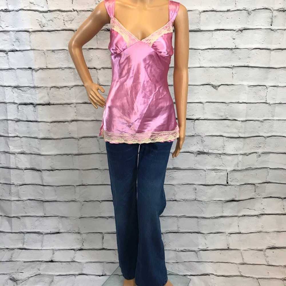 Vintage Y2K Pink Satin Lace Cami Top - image 4