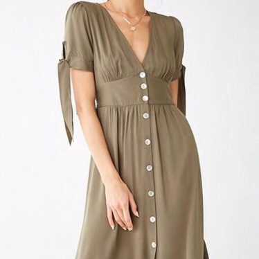 FOREVER 21 OLIVE ARMY GREEN DRESS - image 1