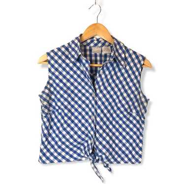 Vintage Cropped Gingham Front Tie Tank - image 1